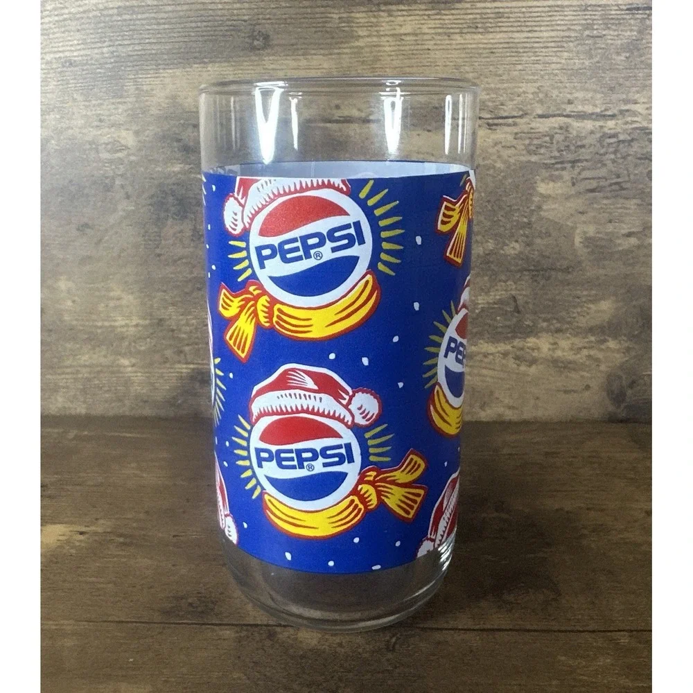 Pepsi Logo Christmas Collection 1991 Cup Mug Glass Fast And Safe Shipping Clean